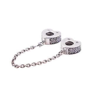 Pandora Retired Sparkling Arc of Love Clear CZ Sterling Silver Safety Chain Charm