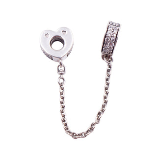 Pandora Retired Sparkling Arc of Love Clear CZ Sterling Silver Safety Chain Charm
