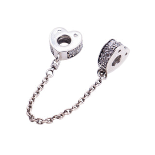 Pandora Retired Sparkling Arc of Love Clear CZ Sterling Silver Safety Chain Charm