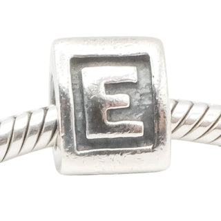 Pandora Alphabet Letter E Sterling Silver Charm – Retired Initial Bead