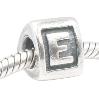 Pandora Alphabet Letter E Sterling Silver Charm – Retired Initial Bead
