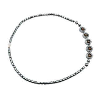 Hematite Necklace with Brown Glass Accent Beads – 18 Inches
