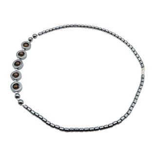 Hematite Necklace with Brown Glass Accent Beads – 18 Inches
