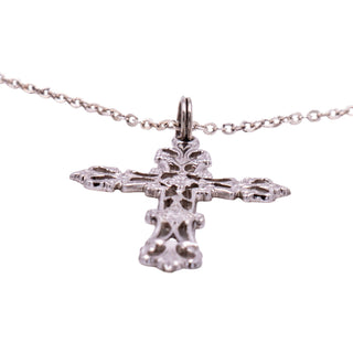 Ornate Filigree 850 Silver Cross Pendant 925 Sterling Silver 18.5 Inch Necklace