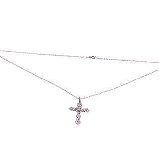 Ornate Filigree 850 Silver Cross Pendant 925 Sterling Silver 18.5 Inch Necklace