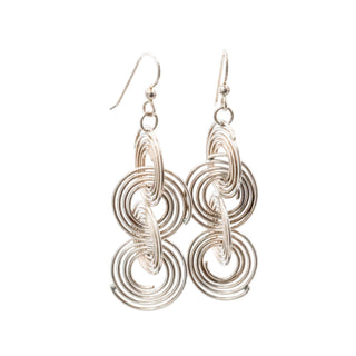 Vintage Sterling Silver 2.5 Inch Spiral Dangle Earrings