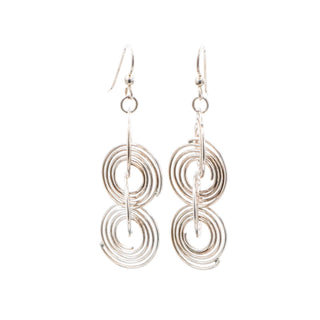Vintage Sterling Silver 2.5 Inch Spiral Dangle Earrings