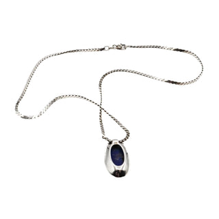 Vintage Lapis Lazuli Sterling Silver Necklace Size 16 Inches