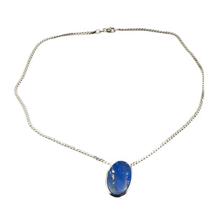 Vintage Lapis Lazuli Sterling Silver Necklace Size 16 Inches