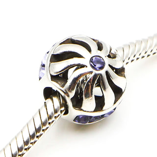 CHAMILIA Sterling Silver Blaze Charm Bead With Tanzanite Blue Swarovski Crystals