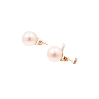 14K Yellow Gold 7mm White Akoya Pearl Stud Earrings