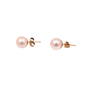 14K Yellow Gold 7mm White Akoya Pearl Stud Earrings