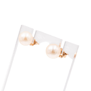14K Yellow Gold 8mm White Akoya Pearl Stud Earrings