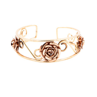 H.E. Morse Co Vintage 1/20 12K Gold Filled Rose Floral Cuff Bracelet 7 Inch