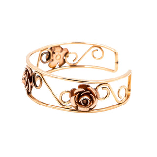 H.E. Morse Co Vintage 1/20 12K Gold Filled Rose Floral Cuff Bracelet 7 Inch