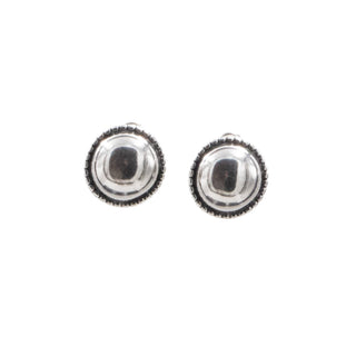 Sterling Silver 0.7 Inch Domed Beaded Stud Earrings