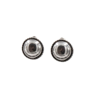 Sterling Silver 0.7 Inch Domed Beaded Stud Earrings