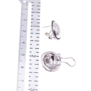 Sterling Silver 0.7 Inch Domed Beaded Stud Earrings