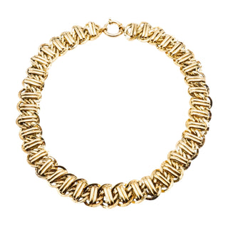 Vintage Gold Plated Silver Woven Bar Link Necklace – 18 Inches