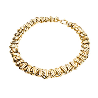 Vintage Gold Plated Silver Woven Bar Link Necklace – 18 Inches