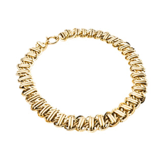 Vintage Gold Plated Silver Woven Bar Link Necklace – 18 Inches