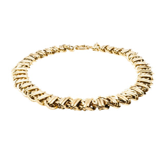 Vintage Gold Plated Silver Woven Bar Link Necklace – 18 Inches