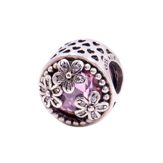 Pandora Retired Dazzling Daisy Meadow Pink CZ Sterling Silver Floral Charm