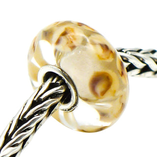Trollbeads Rare Beige Dot Glass Bead Sterling Silver Charm