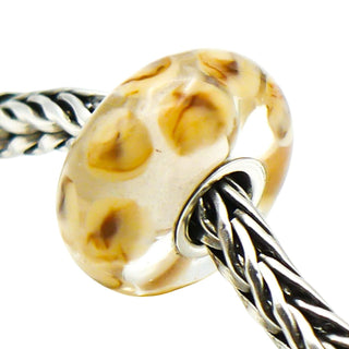 Trollbeads Rare Beige Dot Glass Bead Sterling Silver Charm