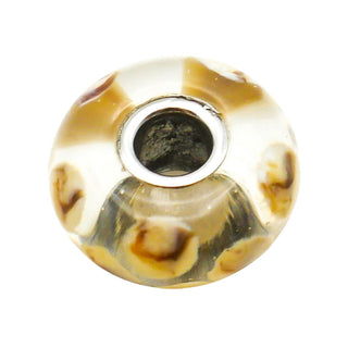 Trollbeads Rare Beige Dot Glass Bead Sterling Silver Charm