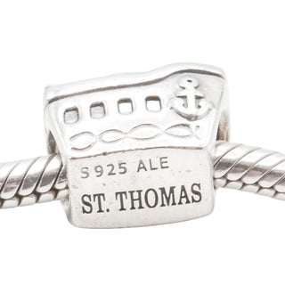 Pandora St. Thomas Personalized Cruise Ship Charm Sterling Silver Travel Bead