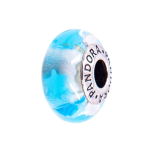 Pandora Retired Blue Stars Murano Glass Sterling Silver Charm