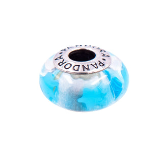 Pandora Retired Blue Stars Murano Glass Sterling Silver Charm