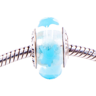 Pandora Retired Blue Stars Murano Glass Sterling Silver Charm