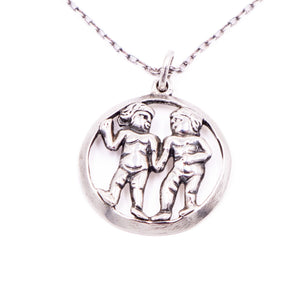 Vintage Sterling Silver Gemini Twins Zodiac Astrology 17 Inch Pendant Necklace