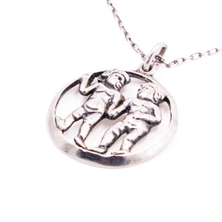 Vintage Sterling Silver Gemini Twins Zodiac Astrology 17 Inch Pendant Necklace