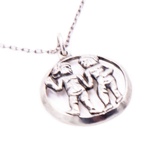 Vintage Sterling Silver Gemini Twins Zodiac Astrology 17 Inch Pendant Necklace