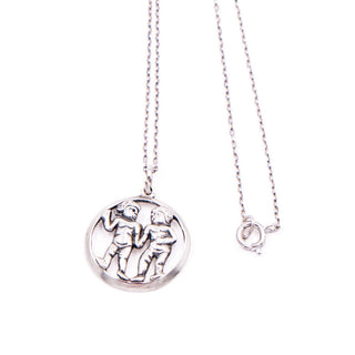Vintage Sterling Silver Gemini Twins Zodiac Astrology 17 Inch Pendant Necklace