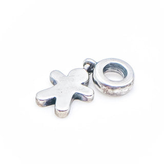 Pandora Retired Gingerbread Man Sterling Silver Enamel Christmas Dangle Charm