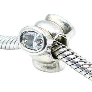Pandora Big Clear Skies Charm Sterling Silver Large Clear Zirconia Bead Retired