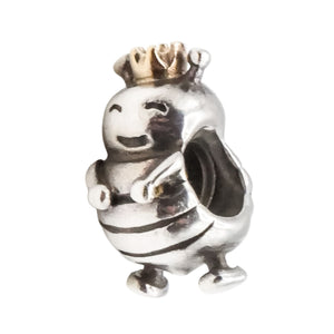 Pandora Queen Bee Sterling Silver Charm with 14K Gold Crown – Retired