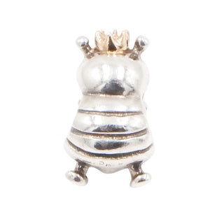 Pandora Queen Bee Sterling Silver Charm with 14K Gold Crown – Retired