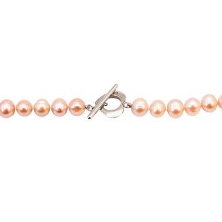 Vintage 18-Inch Pink 7.5 to 8mm Cultured Pearl Necklace With Heart Toggle Clasp