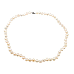 Cultured 5.5mm White Freshwater Baroque Pearl Necklace With Sterling Silver Clasp 18 Inches