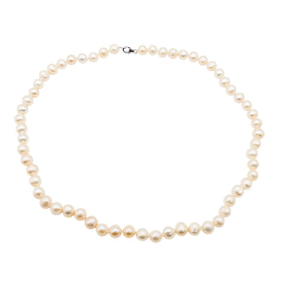 Cultured 5.5mm White Freshwater Baroque Pearl Necklace With Sterling Silver Clasp 18 Inches