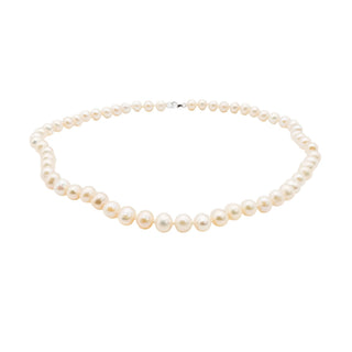 Cultured 5.5mm White Freshwater Baroque Pearl Necklace With Sterling Silver Clasp 18 Inches