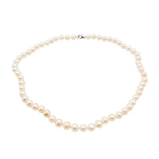 Cultured 5.5mm White Freshwater Baroque Pearl Necklace With Sterling Silver Clasp 18 Inches