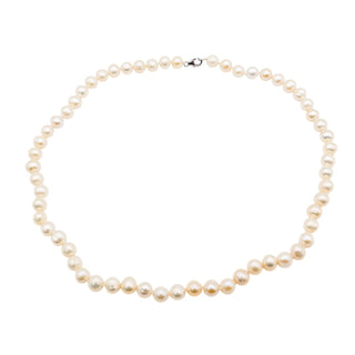 Cultured 5.5mm White Freshwater Baroque Pearl Necklace With Sterling Silver Clasp 18 Inches