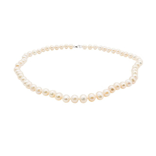 Cultured 5.5mm White Freshwater Baroque Pearl Necklace With Sterling Silver Clasp 18 Inches