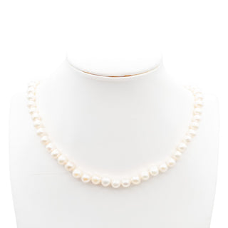 Cultured 5.5mm White Freshwater Baroque Pearl Necklace With Sterling Silver Clasp 18 Inches